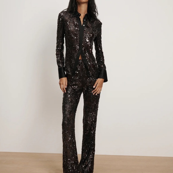 Black Sequin Women's Pants - Picture 4 of 5